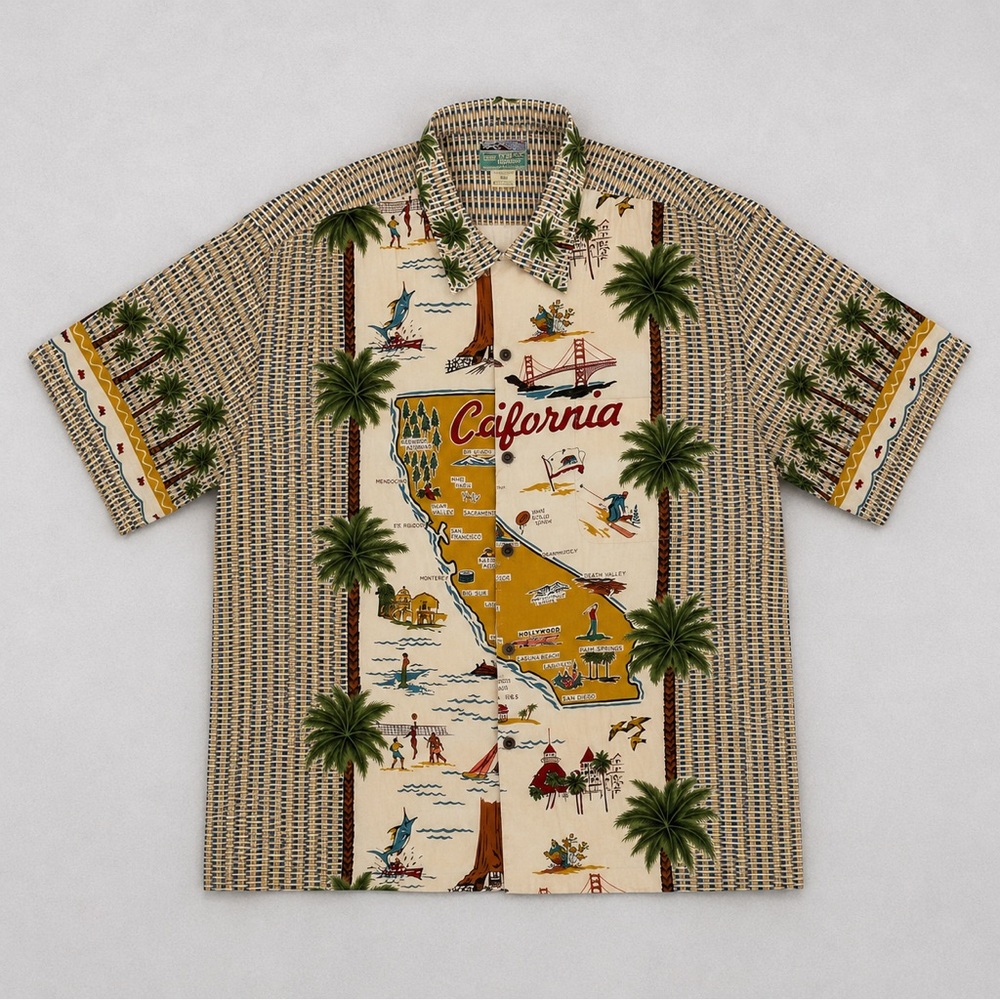 Reyn Spooner California Map Hawaiian Shirt XL Aloha Camp Shirt Vintage Y2K Retro - Picture 3 of 8